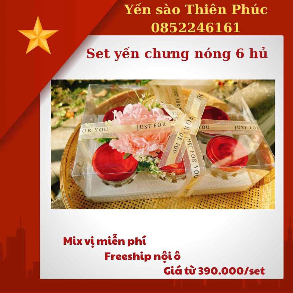 Yến chưng nóng set 6 hủ