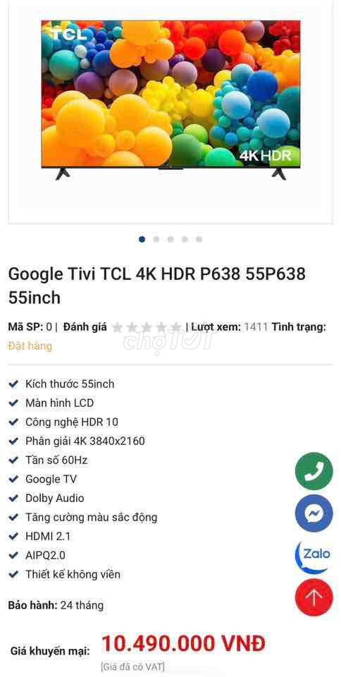 Tivi TCL 55P638. Mua bán Tivi, Âm thanh tại Quận Bình Thuỷ Cần Thơ được đăng bởi Trí Nhân  hình 1