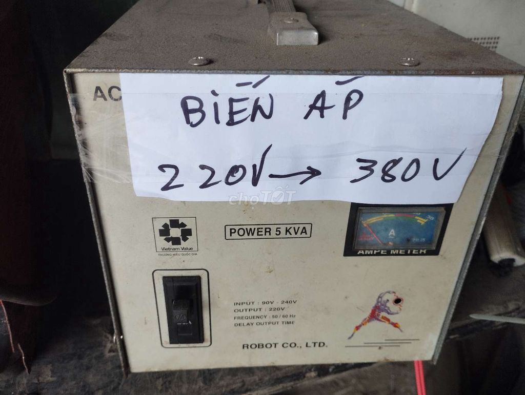 BIẾN ÁP 220V RA 380V  50A  DÙNG CHO MÁY 380V