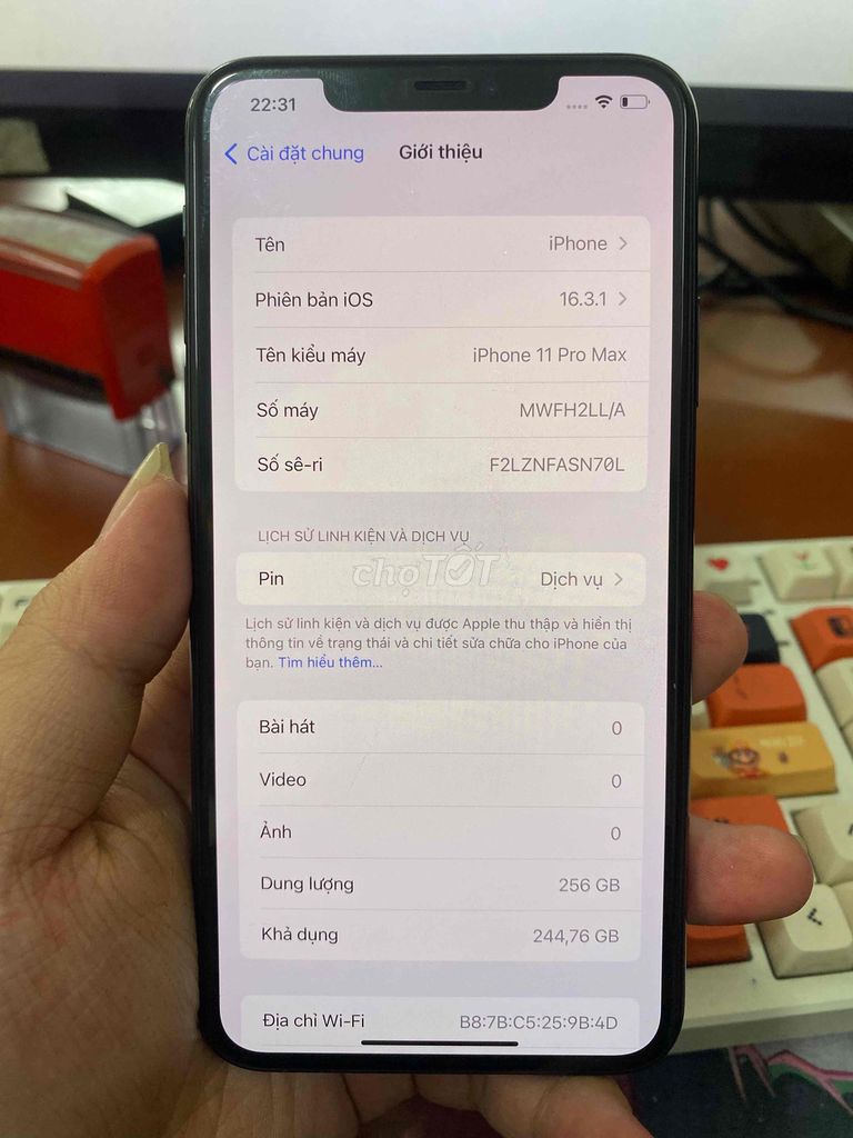 iPhone 11 Pro Max 256GB Đã sử dụng. Mua bán Điện thoại tại Quận 11 Tp Hồ Chí Minh được đăng bởi Nguyễn Gia Vỹ hình 1