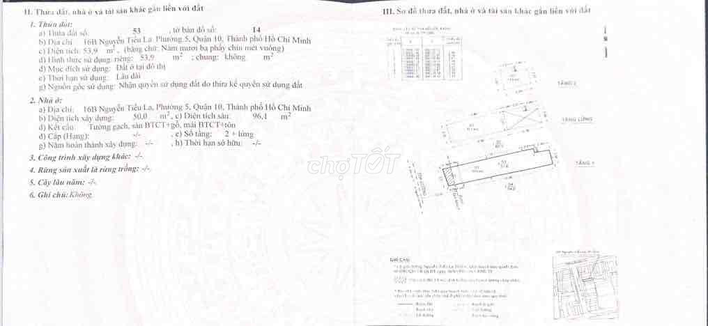 Bán nhà mặt tiền đường nguyễn tiểu la F5 Quận 10  Diện tích: 51m2 (3.2