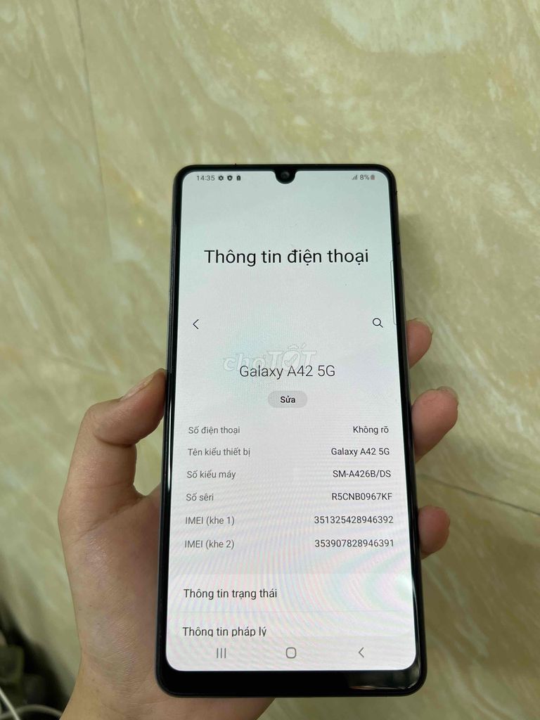 Samsung Galaxy A42 8/128GB, trắng, zin đẹp keng