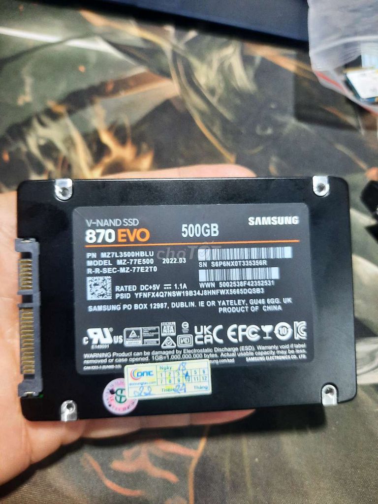 Ổ cứng SSD Samsung 870 EVO 500GB Đã qua sử dụng. Mua bán Linh kiện (RAM, Card...) tại Thành phố Vũng Tàu Bà Rịa - Vũng Tàu được đăng bởi Nguyễn Lộc hình 1