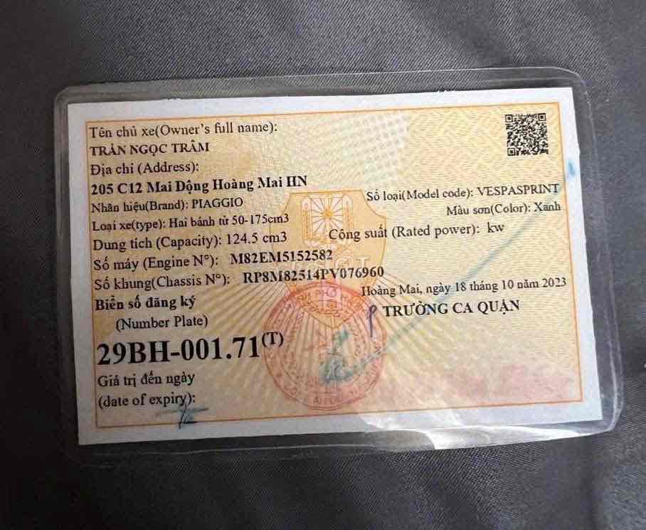 Piaggio Vespa Sprint 125 2023 Xanh 5000 km. Mua bán Xe máy tại Quận Hoàng Mai Hà Nội được đăng bởi Trần Cường hình 4