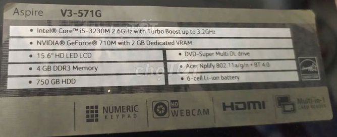 Acer Aspire 15.6 inch 8GB/128GB SSD+750GB HDD. Mua bán Laptop tại Quận Thanh Xuân Hà Nội được đăng bởi Duy Phương hình 1