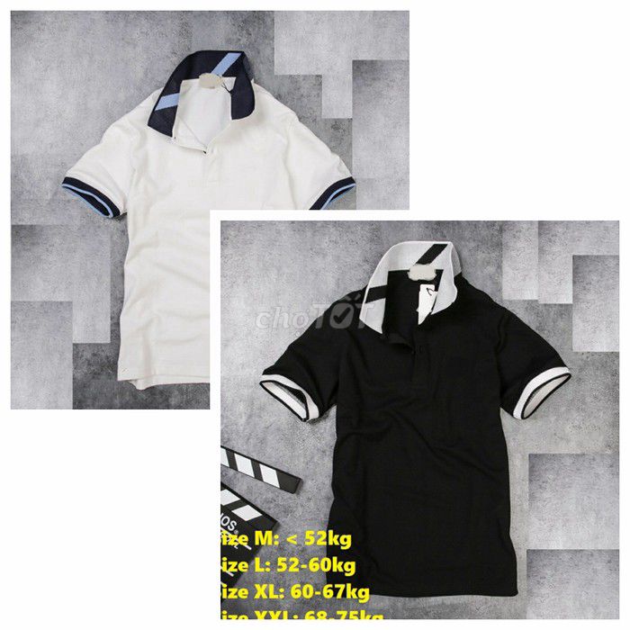 Áo phông Polo NAM cổ bẻ kẻ chéo chất cotton mềmmát