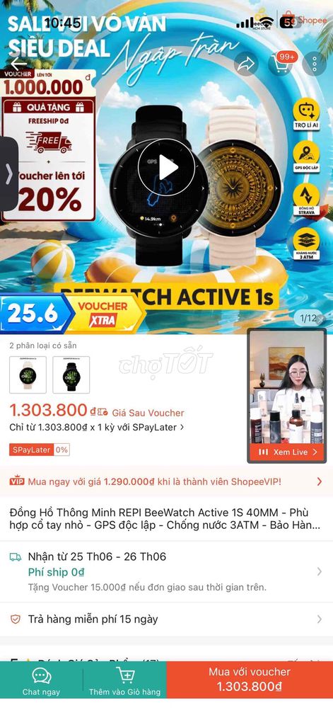 Đồng hồ thông minh REPI BeeWatch Active 1S. Mua bán Thiết bị đeo thông minh tại Quận Cẩm Lệ Đà Nẵng được đăng bởi Huongntd hình 1