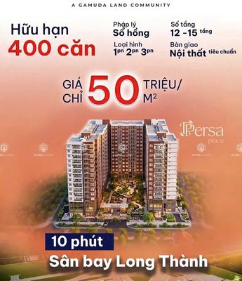 Mở bán đợt 1 căn hộ Persa Palace ngay sân bay Long Thành giá chỉ 50tr