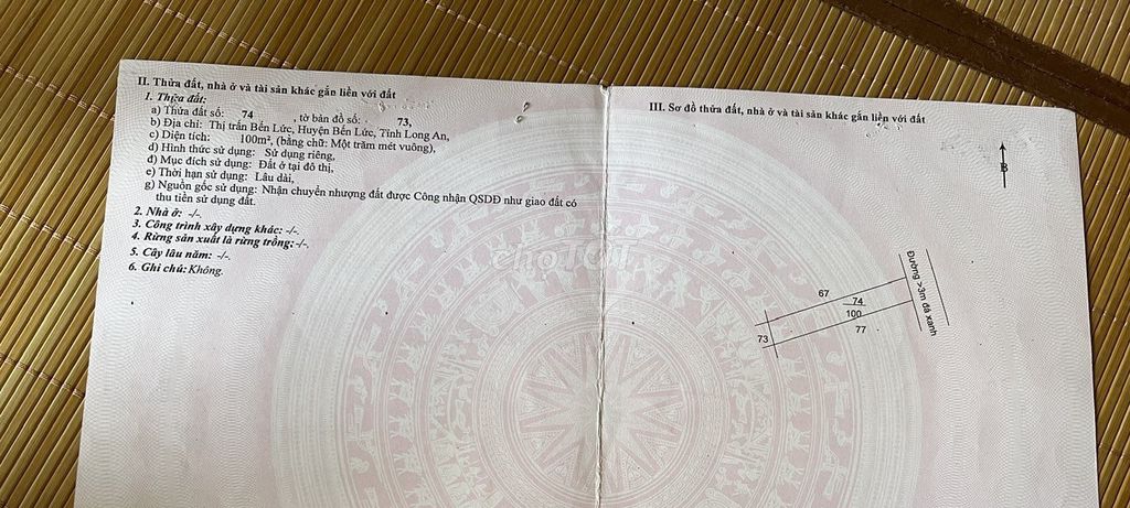 ĐẤT 4X25 THỔ CƯ 100M2 NGAY KDC 135 TRUNG TÂM BẾN LỨC