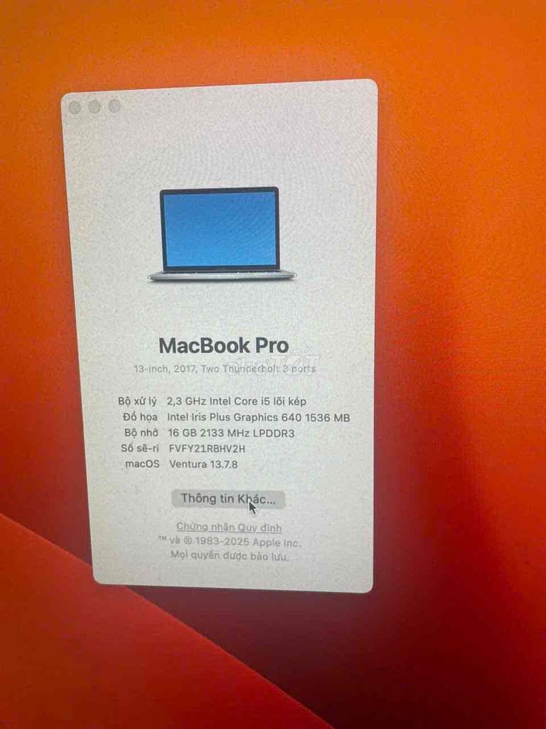 Apple MacBook Pro 2017 i5 HƯ MÀN HÌNH. Mua bán Laptop tại Thành phố Long Xuyên An Giang được đăng bởi CỬA HÀNG HỮU TÀI AN GIANG CÓ THU LẠI MÁY TÍNH CŨ hình 1