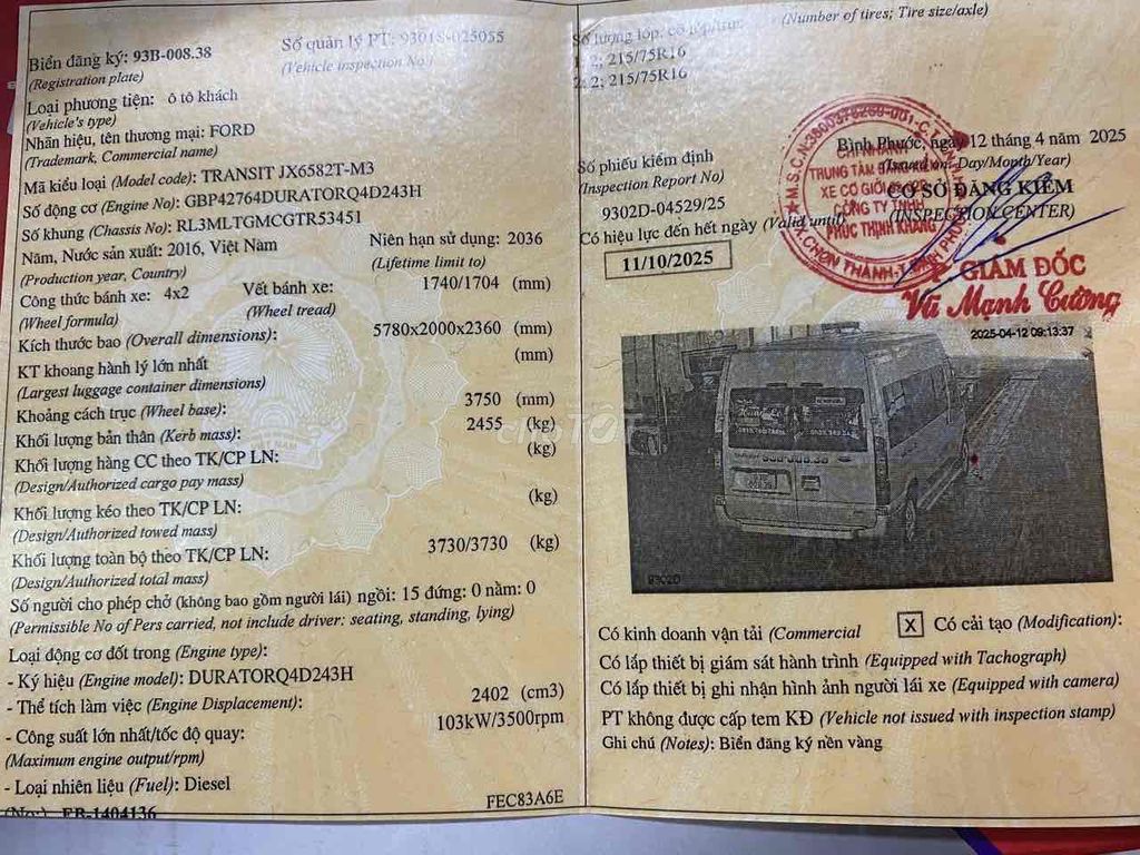 Ford Transit 16 chỗ đời 2016 chính chủ. Mua bán Ô tô tại Quận 12 Tp Hồ Chí Minh được đăng bởi A Kha hình 10
