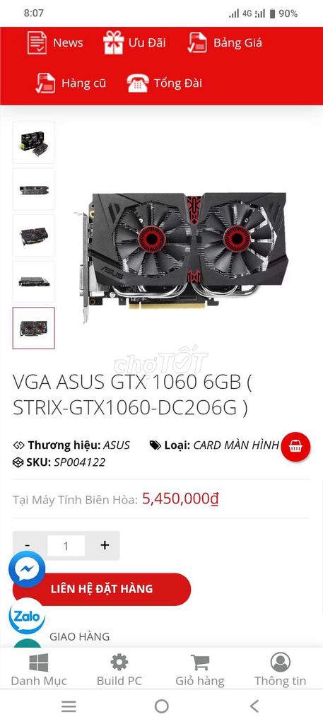 Card màn hình ASUS STRIX GTX 1060 6GB. Mua bán Linh kiện (RAM, Card...) tại Quận Thanh Khê Đà Nẵng được đăng bởi lê thao hình 1