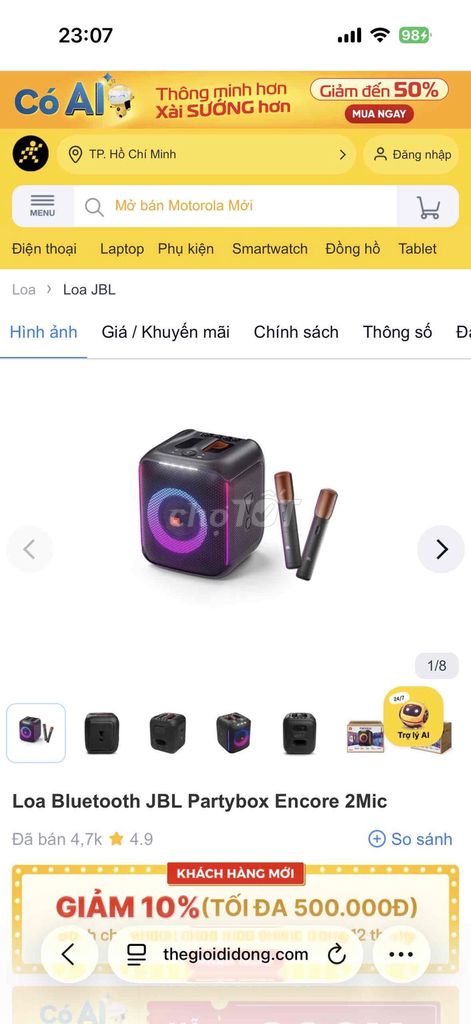 Loa Bluetooth JBL Partybox Encore 2Mic. Mua bán Tivi, Âm thanh tại Thành phố Vũng Tàu Bà Rịa - Vũng Tàu được đăng bởi yan hình 1