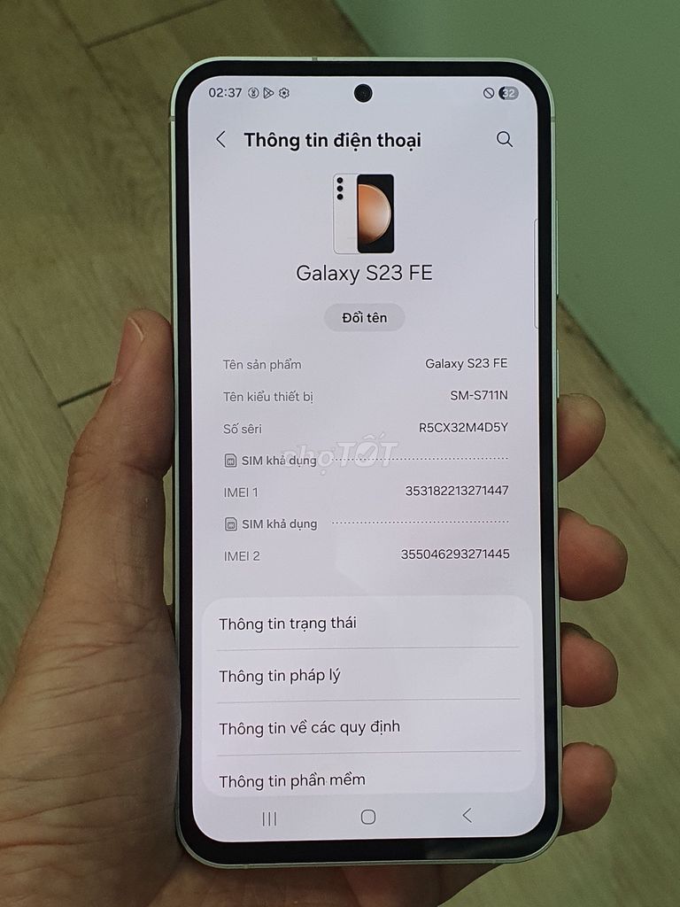 Thanh lý Samsung S23FE 5G 8+8/256 Hàn Quốc 99%. Mua bán Điện thoại tại Thành phố Rạch Giá Kiên Giang được đăng bởi Cụ Tổng hình 1