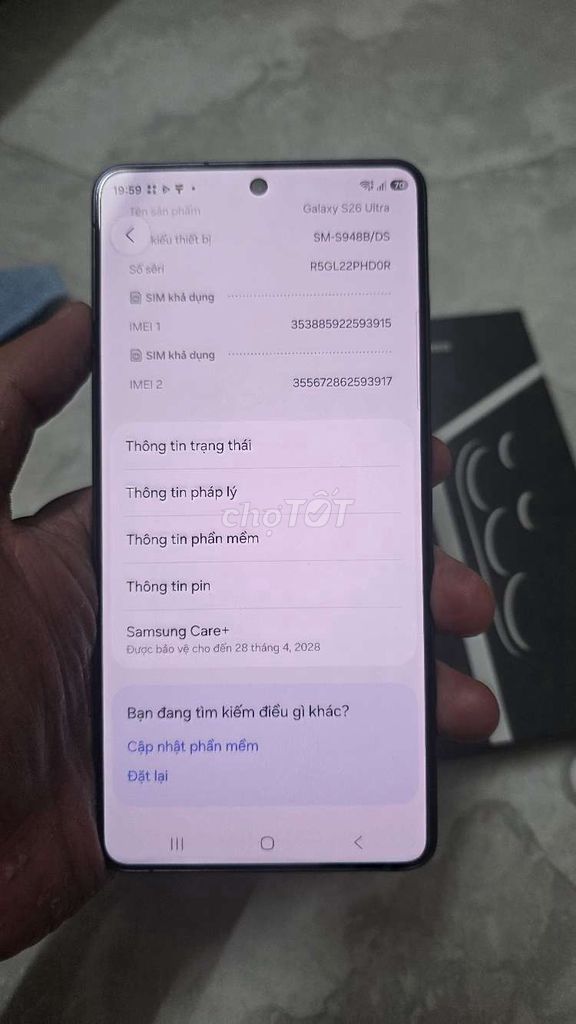 Samsung Galaxy S26 Ultra Đen Full box 2 năm Tgdd. Mua bán Điện thoại tại Quận Liên Chiểu Đà Nẵng được đăng bởi tran tien hình 1