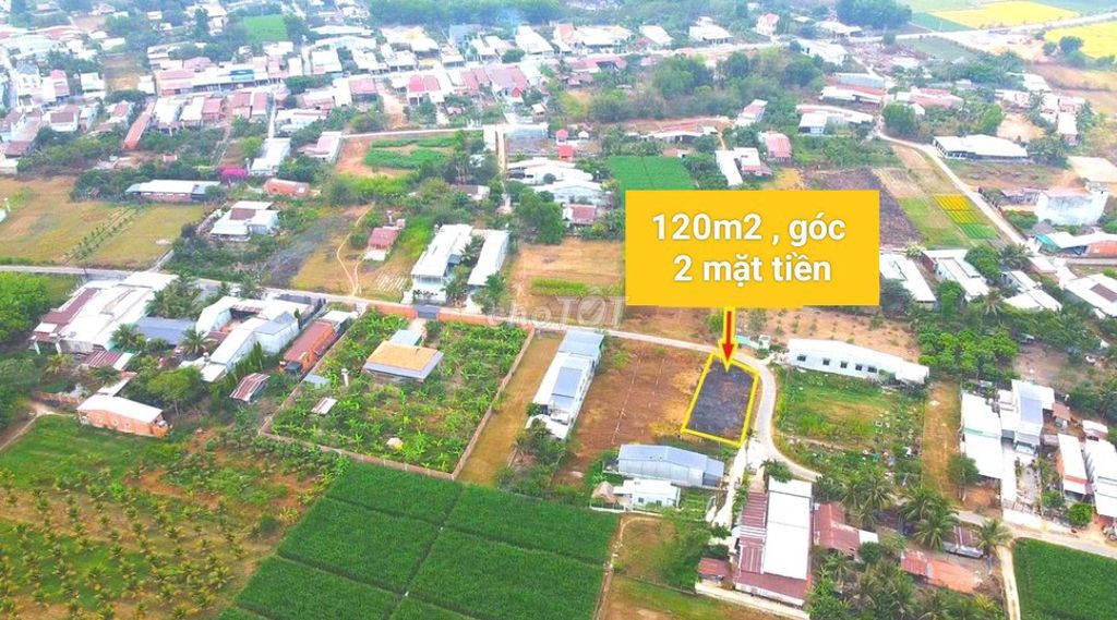 Lô góc 2 mặt tiền 120m2, thổ cư 90m2, sổ sẳn công chứng ngay