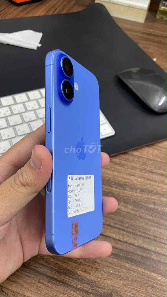 Bán hoặc Giao Lưu Iphone 16 xanh dương 128gb. Mua bán Điện thoại tại Quận Hải Châu Đà Nẵng được đăng bởi AP Acoustic hình 1