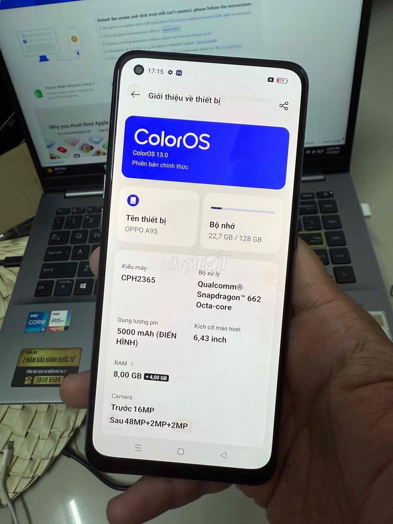 Oppo A95 128GB Hồng nhạt. Mua bán Điện thoại tại Quận Ô Môn Cần Thơ được đăng bởi Quốc Hưng hình 1