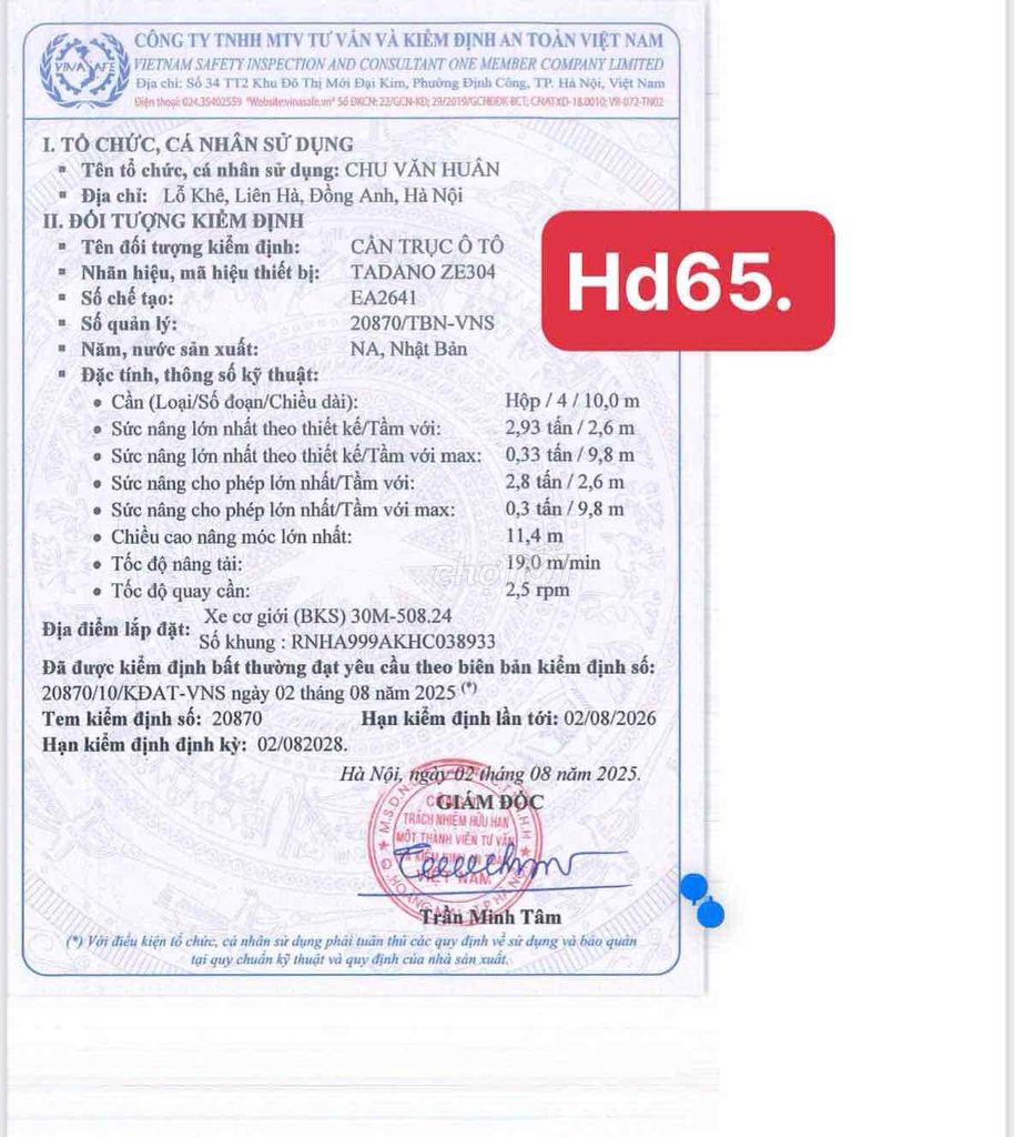 HD 650 217 tải 5t cẩu tadoano z300 4k + chân sau. Mua bán Xe tải, xe ben tại Huyện Yên Phong Bắc Ninh được đăng bởi Nghiêm nhân hình 5