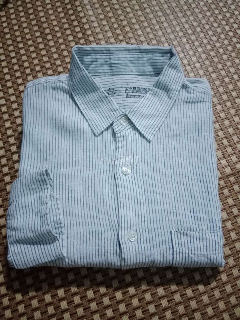 Áo sơ mi Muji Linen 100% Nam L Trắng sọc xanh. Mua bán Quần áo tại Huyện Tuy Phong Bình Thuận được đăng bởi Hải Trần hình 1