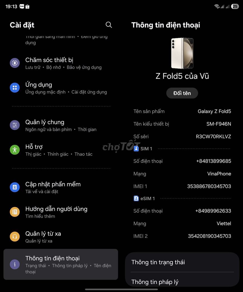 Samsung Galaxy Z Fold5 Vàng Đã sử dụng. Mua bán Điện thoại tại Thành phố Phúc Yên Vĩnh Phúc được đăng bởi ha hình 1
