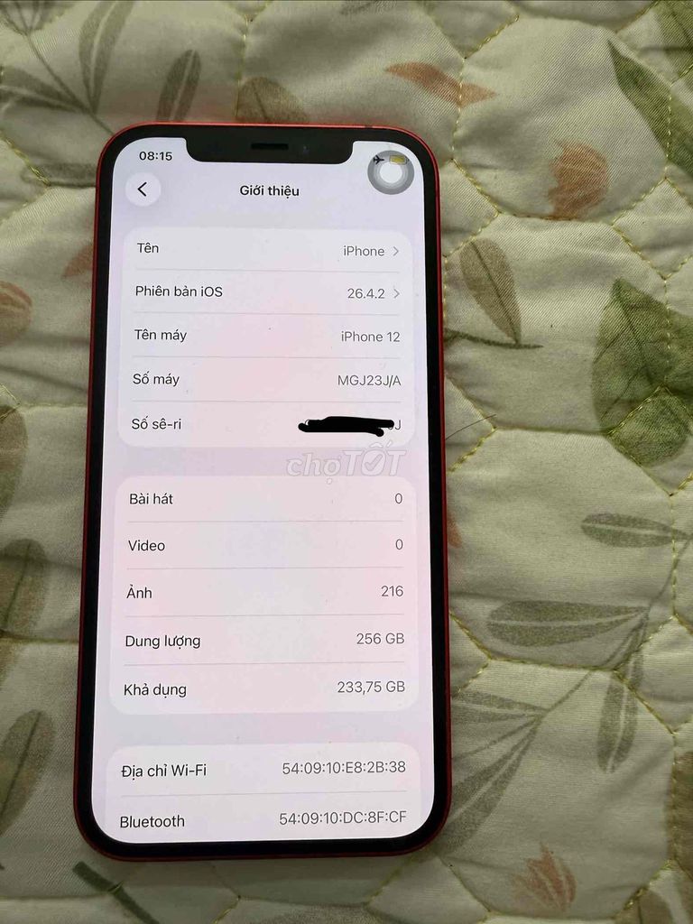 Apple iPhone 12 256GB Đỏ. Mua bán Điện thoại tại Quận 4 Tp Hồ Chí Minh được đăng bởi Amazing Tée hình 1
