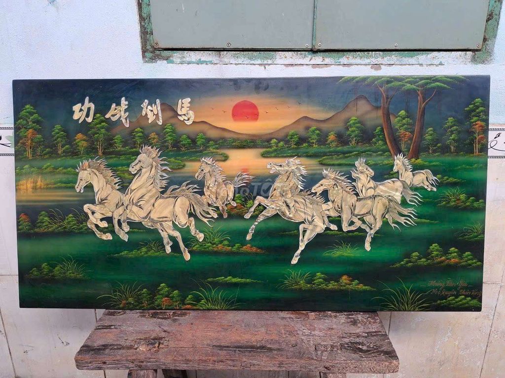 Tranh sơn mài cẩn ốc Mã đáo thành công 60x120cm. Mua bán Đồ sưu tầm, đồ cổ tại Thành phố Thủ Dầu Một Bình Dương được đăng bởi tống kỳ đồ cũ hình 1