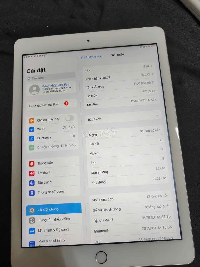 Apple iPad Gen 5 32GB Bạc Retina 98%. Mua bán Máy tính bảng tại Quận Hoàng Mai Hà Nội được đăng bởi Đặng Trúc Quỳnh hình 1