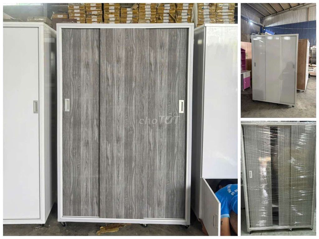 Tủ quần áo nhựa vân gỗ xám 3 cánh cửa lùa. Mua bán Tủ, kệ gia đình tại Quận Cẩm Lệ Đà Nẵng được đăng bởi Tuấn Cao NT Decor  hình 1