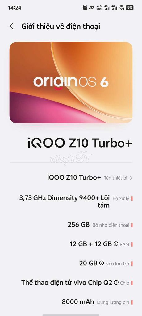 iQOO Z10 Turbo+ 12GB/256GB. Mua bán Điện thoại tại Thành phố Bắc Ninh Bắc Ninh được đăng bởi Võ Minh Tuấn hình 1