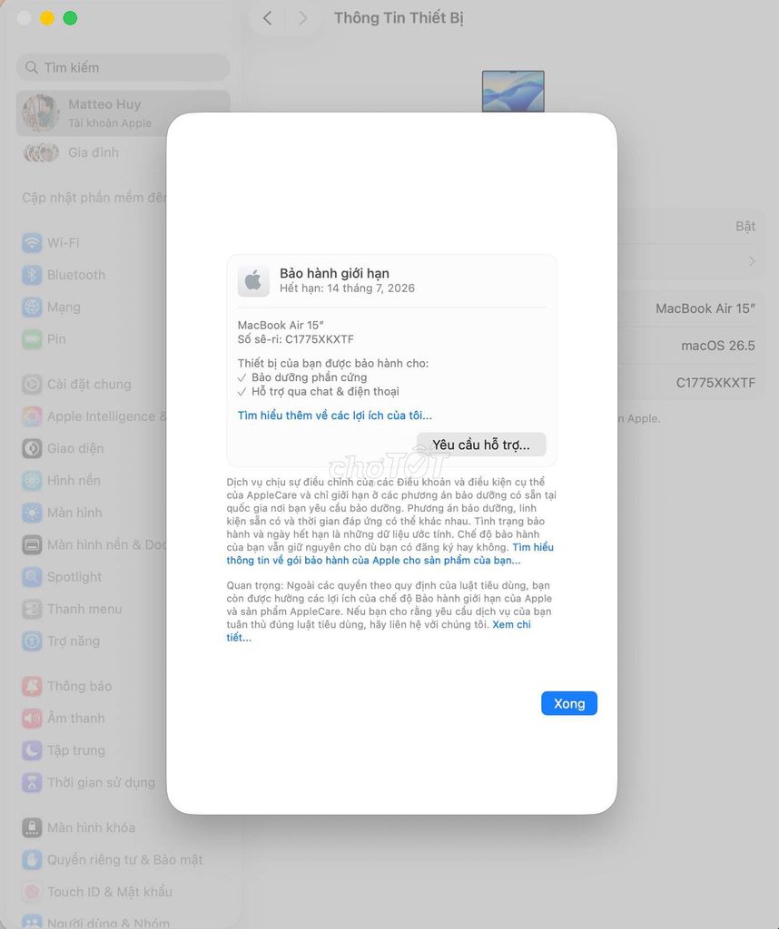 Apple MacBook Air 15 inch M4 16GB/256GB. Mua bán Laptop tại Quận Phú Nhuận Tp Hồ Chí Minh được đăng bởi Huy hình 1