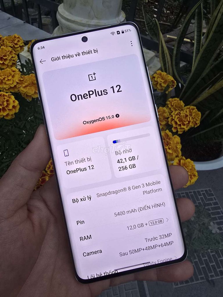 Oneplus 12 chip 8g3 màn 6.82in ram 12/256G đẹp 99