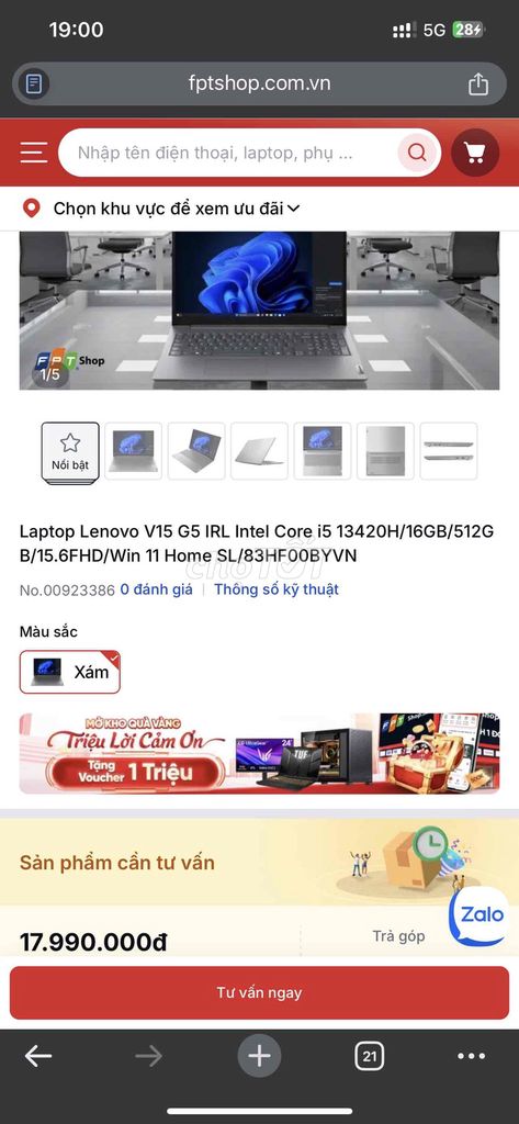 Lenovo Ideapad V15 i5, 16GB/512GB SSD. Mua bán Laptop tại Quận Đống Đa Hà Nội được đăng bởi Thu Hoài hình 1