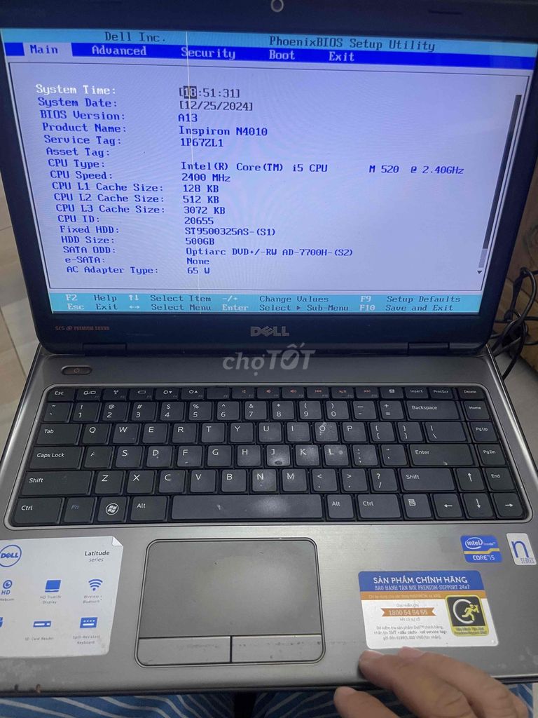 Bán laptop dell i5 m520 ram 4g hdd 500g