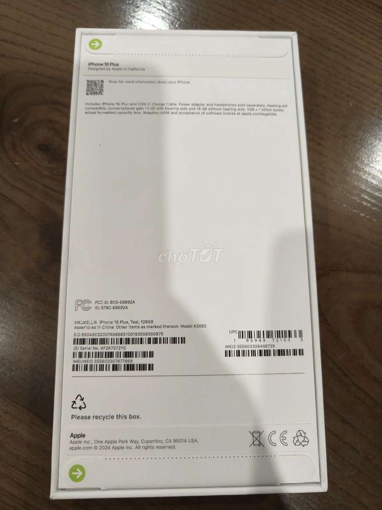 Iphone 16 Plus 128GB Hàng Mỹ Xách Tay Nguyên Seal