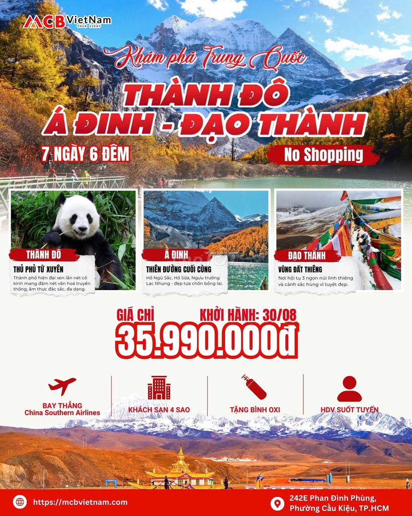 Tour Thành Đô - Đạo Thành - Á Đinh - Shangirla. Du lịch tại Quận Phú Nhuận Tp Hồ Chí Minh được đăng bởi Tuấn Anh Du Lịch Quốc Tế MCB Việt Nam hình 1