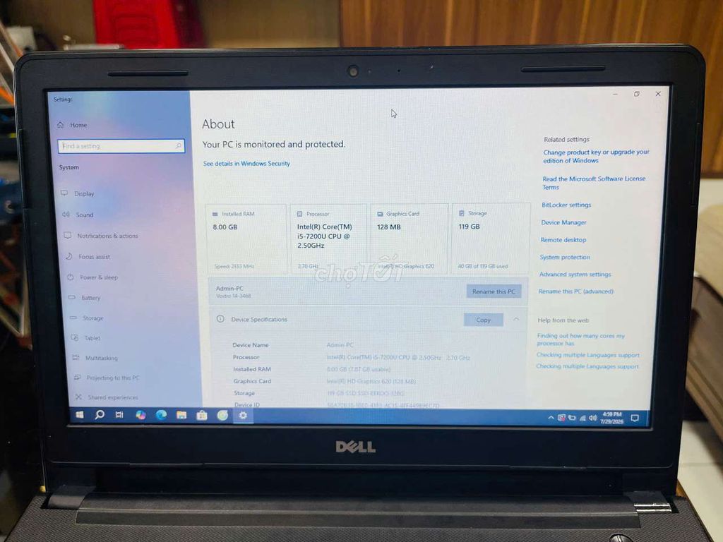 Dell Inspiron 3468 i5th7 8GB/128GB Đen. Mua bán Laptop tại Quận Cẩm Lệ Đà Nẵng được đăng bởi tuan hình 1