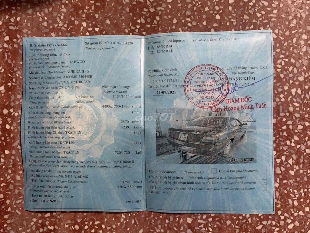 Daewoo Nubira 2002 - 20000 km. Mua bán Ô tô tại Huyện Mỏ Cày Nam Bến Tre được đăng bởi Trung Tan hình 3