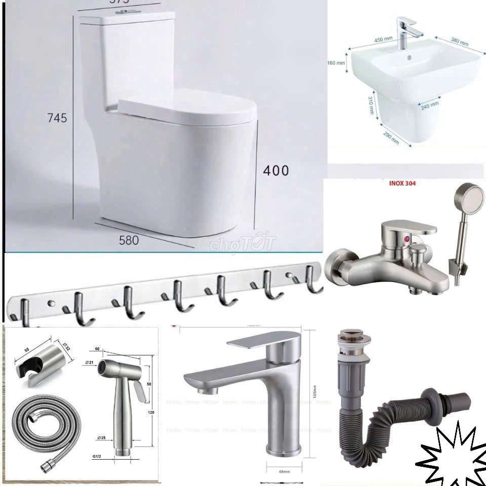 Combo thiết bị vệ sinh T0099 Trắng Sứ, Inox 304. Mua bán Thiết bị vệ sinh, nhà tắm tại Quận Bình Tân Tp Hồ Chí Minh được đăng bởi NiNa SHOP hình 1