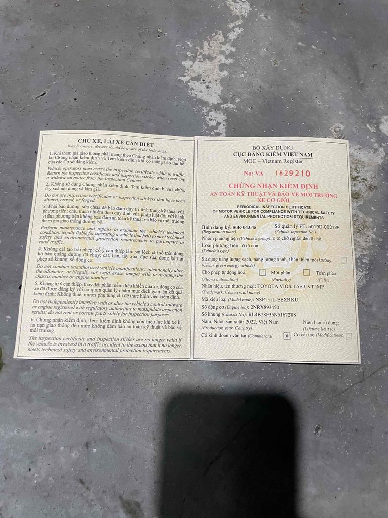 Toyota Vios 2022 1.5E CVT - 137000 km tự động. Mua bán Ô tô tại Huyện Bình Chánh Tp Hồ Chí Minh được đăng bởi Nguyễn Tiến Phong hình 8