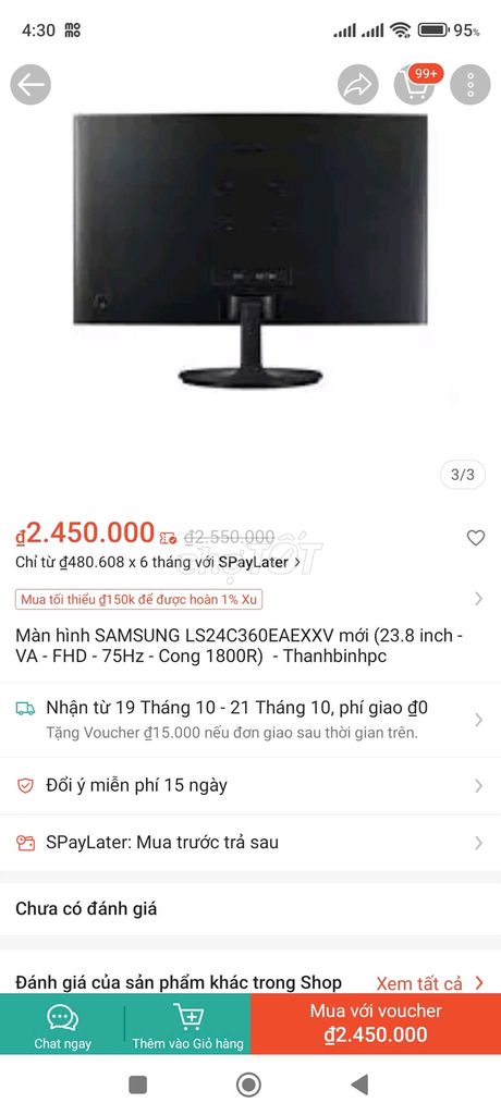 lcd pc samsung 24in,chưa xài,giá rẻ.date 2023