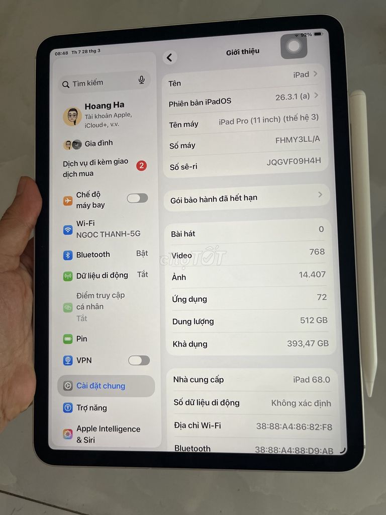Apple iPad Pro M1 2021 512GB 5G Bạc. Mua bán Máy tính bảng tại Quận Bình Tân Tp Hồ Chí Minh được đăng bởi Thu Hà hình 1