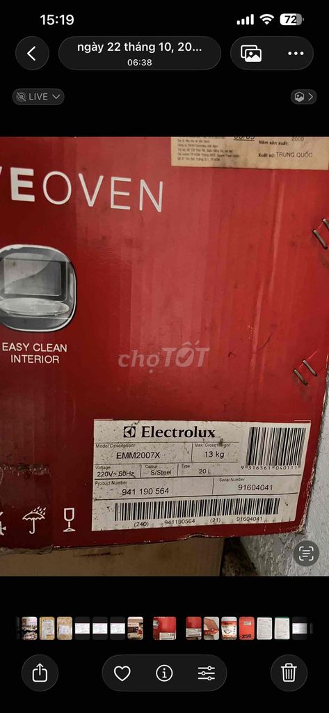 Lò vi sóng Electrolux EMM2007X 13L. Mua bán Bếp, lò, đồ điện nhà bếp tại Thành phố Biên Hòa Đồng Nai được đăng bởi Hai  hình 1