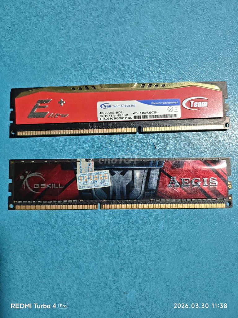 2 thanh ddr3 buss 1600. Mua bán Linh kiện (RAM, Card...) tại Huyện Xuân Lộc Đồng Nai được đăng bởi ut heo hình 1