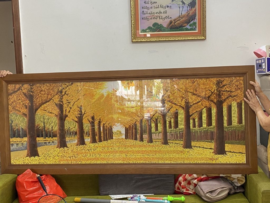 Tranh Đính Đá Phong cảnh Vàng 220x110 cm khung gỗ . Mua bán Cây cảnh, đồ trang trí tại Quận 12 Tp Hồ Chí Minh được đăng bởi Happy Life hình 1