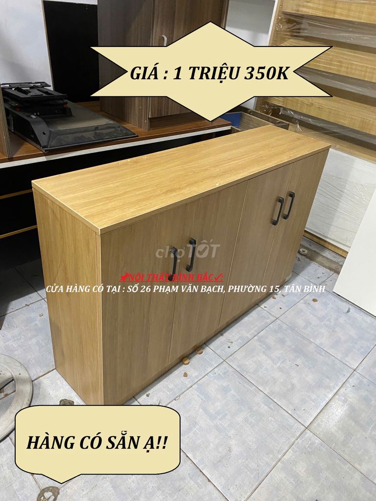 TỦ KỆ HỒ SƠ CÓ 4 CÁNH CỬA & HÀNG VÁN MDF & DÀI 1M2