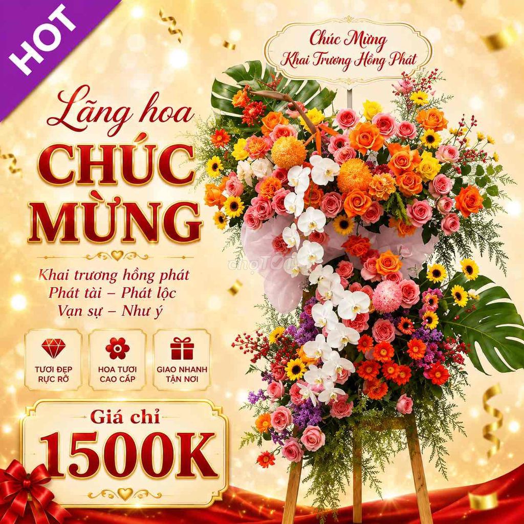 Lẵng Hoa Chúc Mừng Cao Cấp  Khai Trương Hồng Phát. Mua bán Cây cảnh, đồ trang trí tại Huyện Tiên Du Bắc Ninh được đăng bởi TRUNG TÂM TỔ CHỨC DỊCH VỤ CƯỚI HỎI TRỌN GÓI DUYÊN GẤM hình 1
