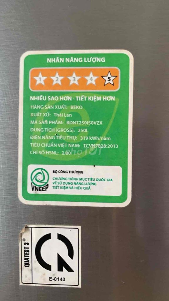 tủ lạnh beko bạc 250l mua năm 2022