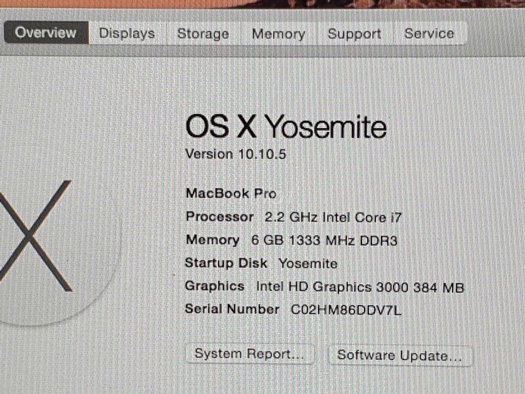 Macbook pro 2011 15 inch MD339 i7 2.2g 6g 128g