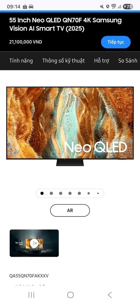 Tivi Samsung QN70F. Mua bán Tivi, Âm thanh tại Quận Kiến An Hải Phòng được đăng bởi Đỗ văn Tùng hình 1